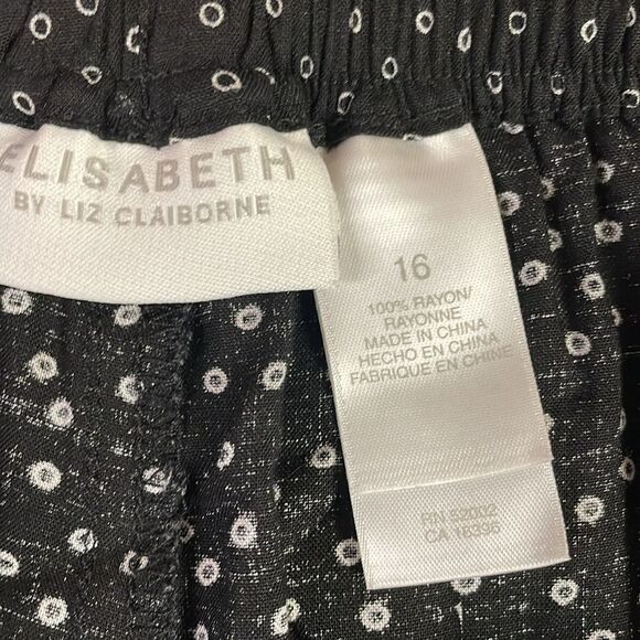 Elisabeth by Liz Claiborne Womens Split Shorts Black White Elastic Waist SZ 16 - Picture 8 of 9